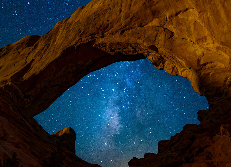 Starry night sky at Arches National Park