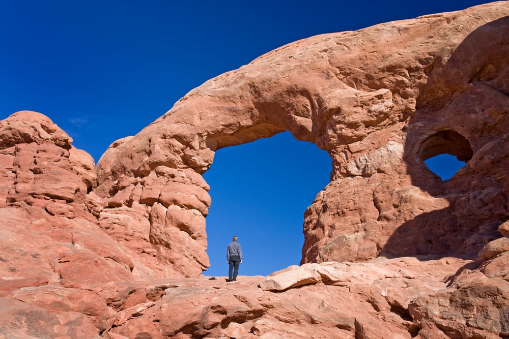 Hiker in Arches national park