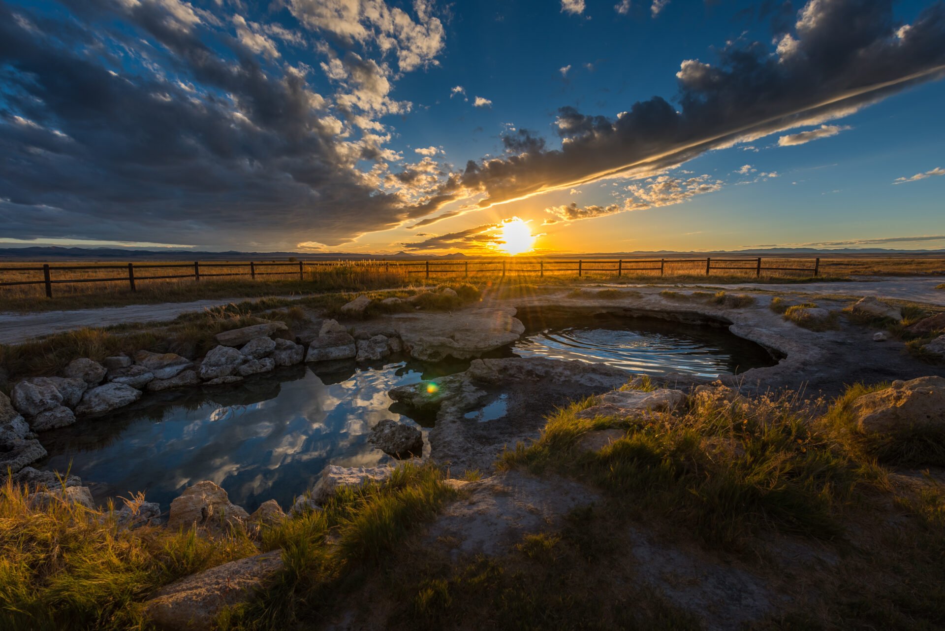 Meadow Hot Springs, a public hot spring located south of Fillmore, Utah.