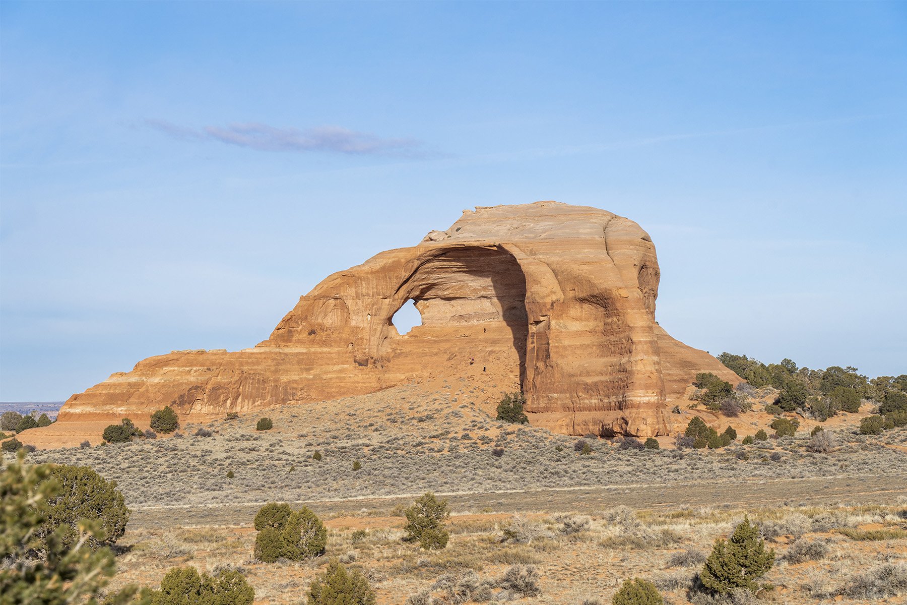 Looking Glass Arch, a natural rock formation located near Moab, Utah, at the base of the luxury glamping resort, ULUM Moab.