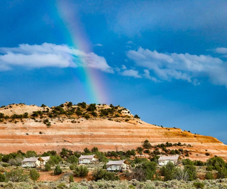 ULUM Moab with a rainbow above.