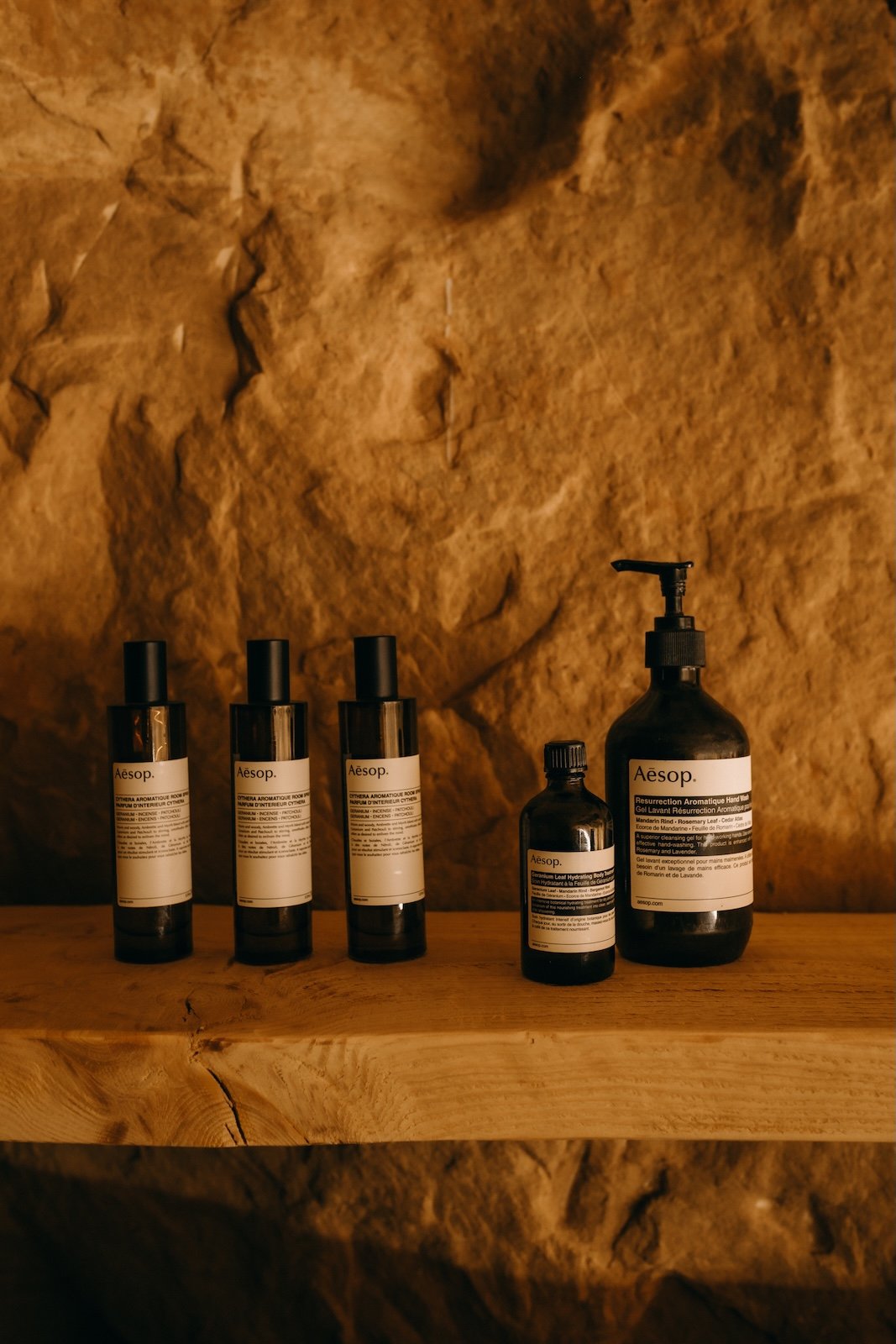 Massage oils in ULUM Moabs massage cave.