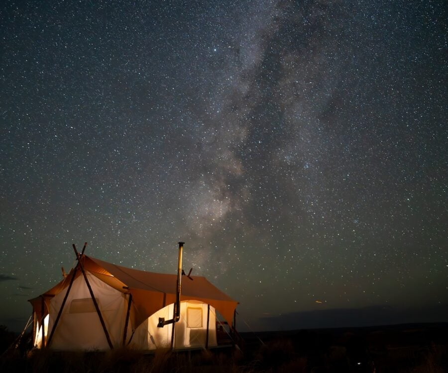 Suite tent under starry skies at ULUM Moab.