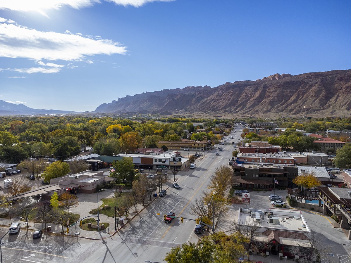 View of town of Moab. UT