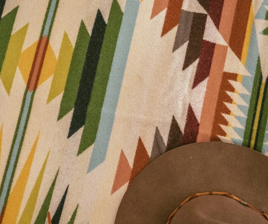 Photo of Pendleton wool blankets featured in Suite Tents at ULUM Moab