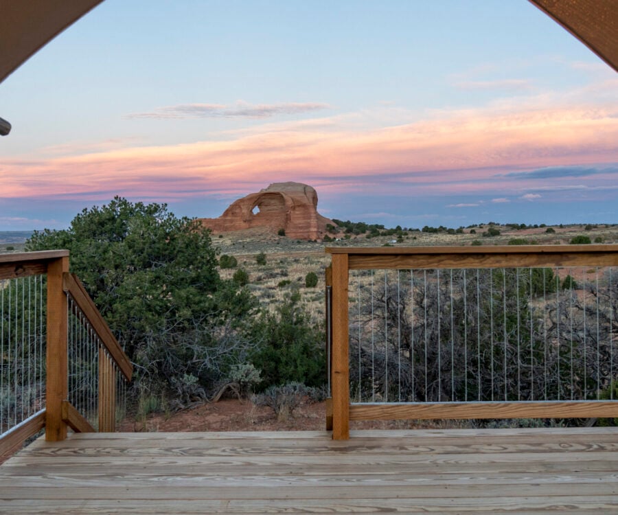 View of Looking Glass Rock outside of a Suite Tent at ULUM Moab